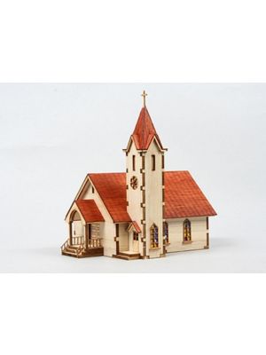 Youngmodeler YM630 Desktop Hobby Wooden Miniature Model Kit, Western Church 2