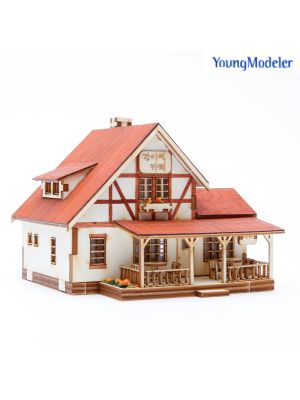 Youngmodeler YM660 Wooden Assembly Kit, Miniature Model, Cafe at Whistle Stop
