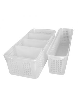 [ Silicook ] Fridge Food Storage White Large Long Tray + Small Tray +4 holders Set