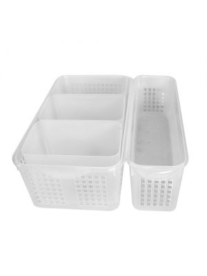 [ Silicook ] Fridge Food Storage White Large Tray + Small Tray +3 Holders set